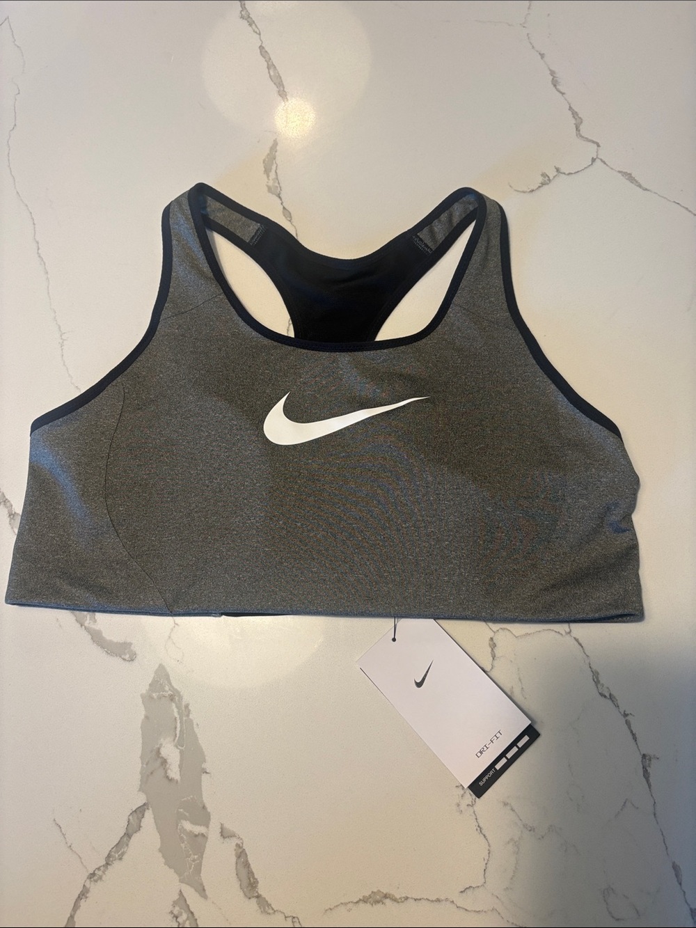 Nike Victory Shape Grey and Black Racerback Sports Bra Size XL